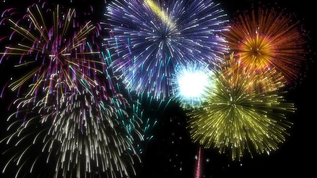 Looping Multicolored Isolated Fireworks Grand Finale