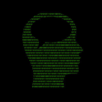 Hacker - 101011010 Icon - Kopf mit Sprechblase - Gedanken