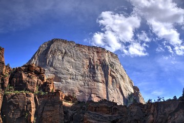 Clouds Above the Great White Thorne in Zion Canyon
