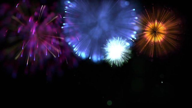 Looping Defocused Multicolored Isolated Fireworks