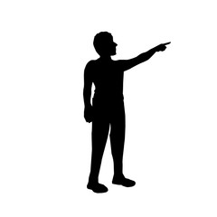 person pointing to the right side silhouette, silhouette design, isolated on white background.