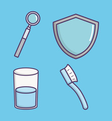 dental care related icons over blue background colorful design vector illustration