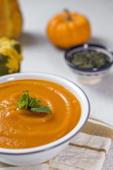 Pumpkin cream on bowl