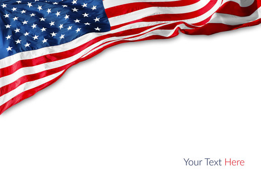 American flag on white background