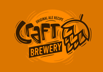 Craft Brewery Logo With A Beer Hop Illustration. Vector Graphic.