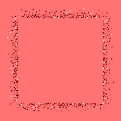 Red gold glitter. Square abstract shape with red gold glitter on pink background. Excellent Vector illustration.