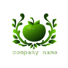 The apple is green. Vector illustration.