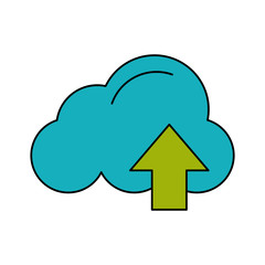 cloud storage with upload arrow icon image vector illustration design 
