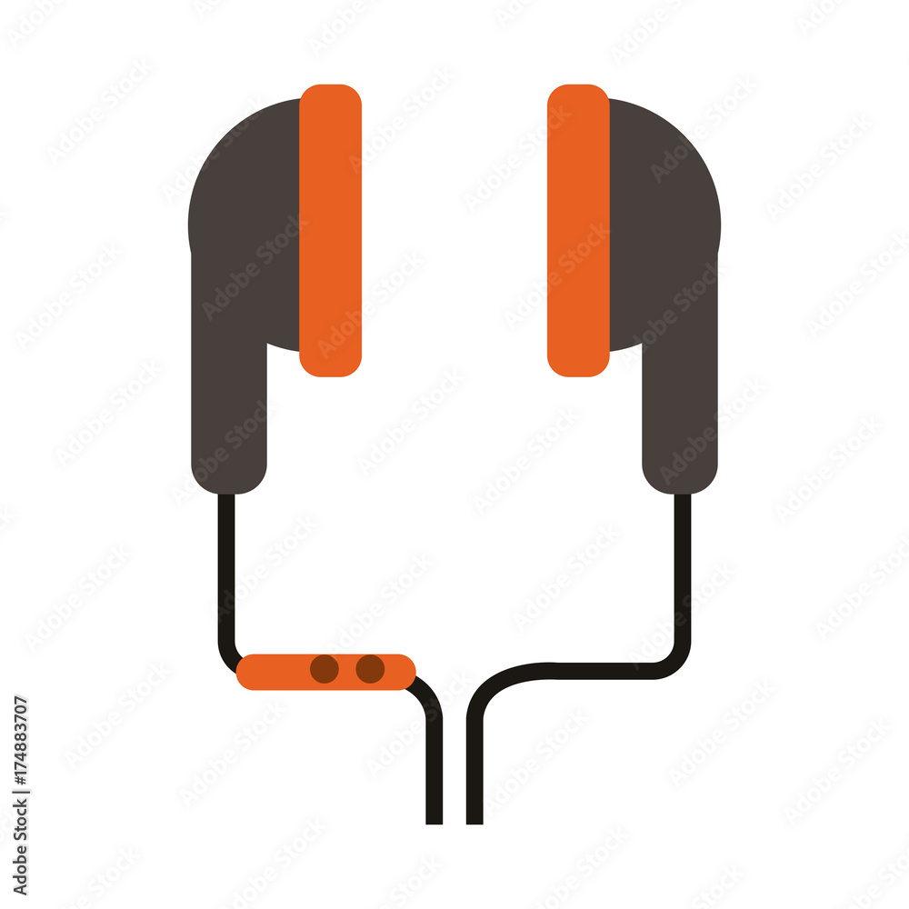 Sticker earphones headphones music sound icon image vector illustration design 