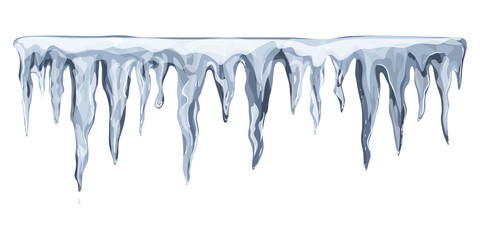 Hanging icicles in blue-gray tones. Vector