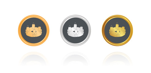 Adventskerzen - Zweiter Advent - Bronze, Silber, Gold Buttons