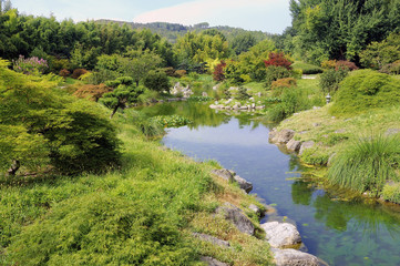 the Japanese garden in the park of the bamboo plantation of Anduze