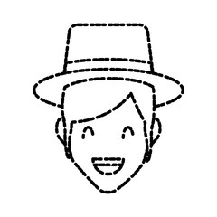 Adult man with hat smiling icon vector illustration graphic design