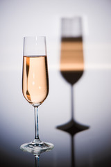 Sektglas mit Schatten und Rose´