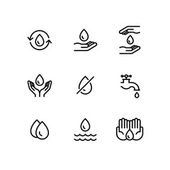 Save Water Drop Icon Set