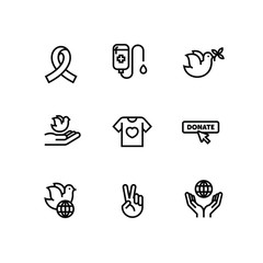 Donation Volunteer Charity Peace Fund Raising Icon Set