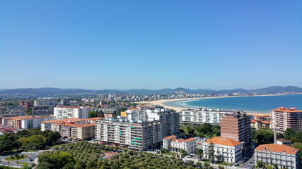Fototapeta premium top view of the city by the sea with a large beach.Laredo, Cantabria, North Spain