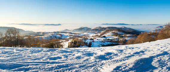 Fototapeta na wymiar Winter landscape with snow covered mountain
