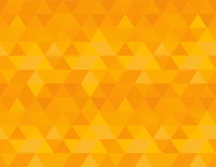 Foto op Plexiglas Driehoeken Helder oranje achtergrond, herhalend naadloos vectorpatroon in levendige tinten. Sterke energie, voor positief denken, optimisme en geluk.