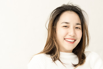 Beautiful asian women wake up in the morning