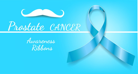 Prostate cancer blue ribbon awareness. Minimal abstract vector illustration. The Light blue Awareness Ribbons of Prostate cancer