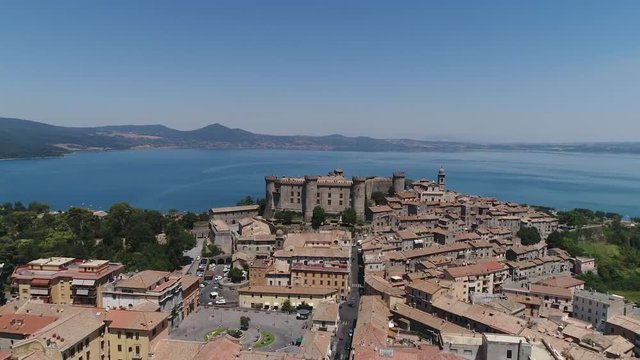 Beautiful nature Bracciano. Views of Orsini castle and the lake.