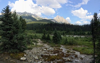 Views around the Ink Pots in Johnston Canyon Mountains, Banff National Park, Canadian Rockies, Canada, Alberta