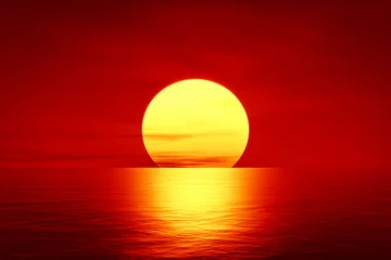 Fotobehang rode zonsondergang over de oceaan © magann