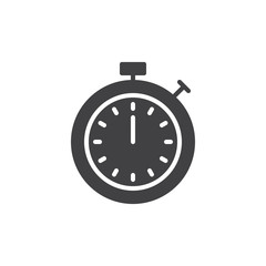 Timer icon vector, filled flat sign, solid pictogram isolated on white. Stopwatch symbol, logo illustration.