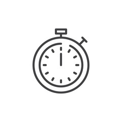 Timer line icon, outline vector sign, linear style pictogram isolated on white. Stopwatch symbol, logo illustration. Editable stroke