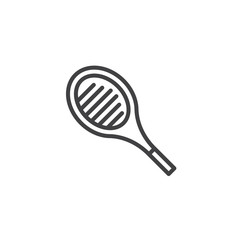 Tennis racquet line icon, outline vector sign, linear style pictogram isolated on white. Symbol, logo illustration. Editable stroke