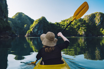 Woman in a Kayak in Vietnam