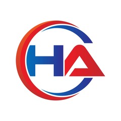 ha logo vector modern initial swoosh circle blue and red