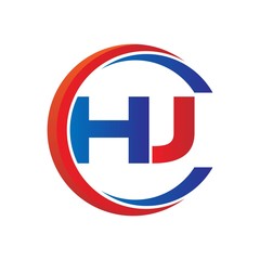 hj logo vector modern initial swoosh circle blue and red