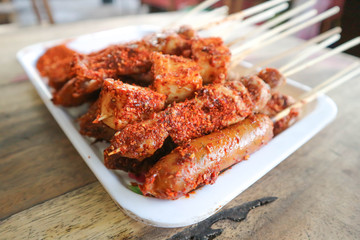 spicy barbecue or grilled sausage