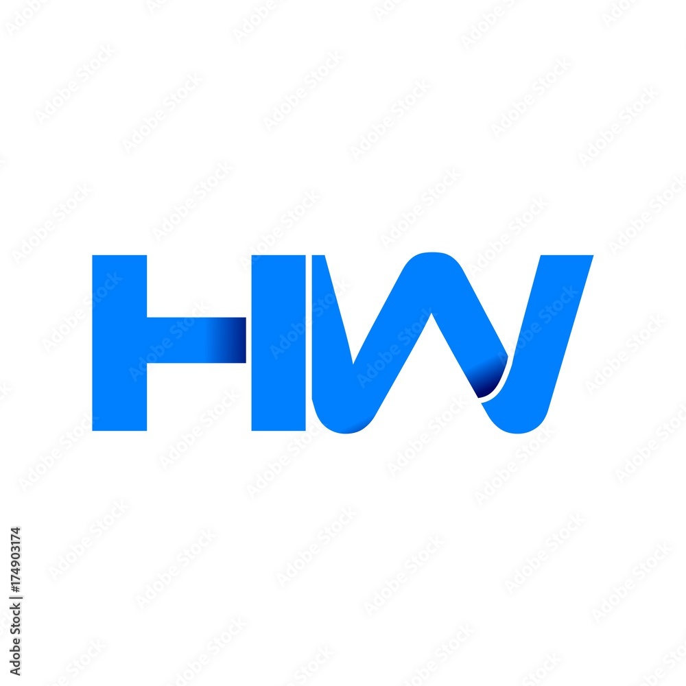 Wall mural hw logo initial logo vector modern blue fold style