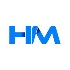 hm logo initial logo vector modern blue fold style