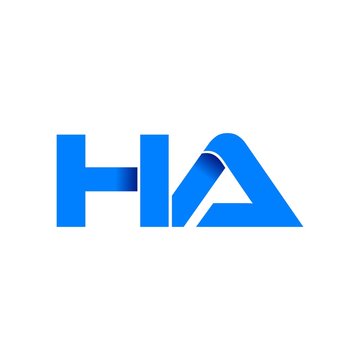 ha logo initial logo vector modern blue fold style
