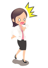 びっくりするスーツ姿の若い女性会社員