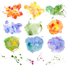 watercolor splashes background with drops