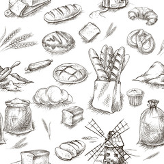 Seamless bread bakery background