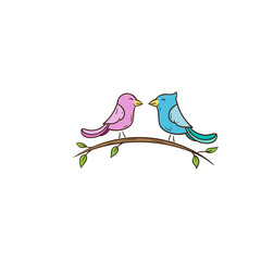 two cute bird floral vector 