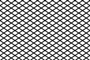 Stripes,cage, square, diagonal seamless pattern, texture. White on black. Vector illustration.