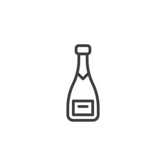 Champagne bottle line icon, outline vector sign, linear style pictogram isolated on white. Symbol, logo illustration. Editable stroke