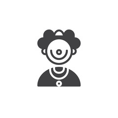 Clown icon vector, filled flat sign, solid pictogram isolated on white. Symbol, logo illustration.