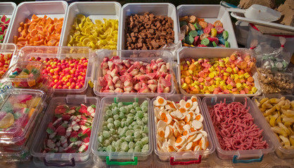 Candies sold by street vendor at town fiesta