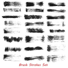 Grungy brush strokes set over white background. Elements for your work and design. Eps10