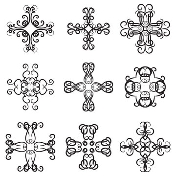 Vector set of decorative ornaments calligraphy swirl  line graphic designs, Tribal tattoo illustration