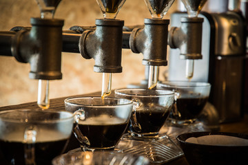 Drip brewing, filtered coffee, or pour-over is a method which involves pouring water over roasted, ground coffee beans contained in a filter.