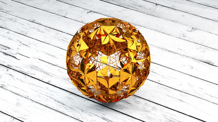 Gold Sphere, Planet, Plexus Conections, 3D Rendering
